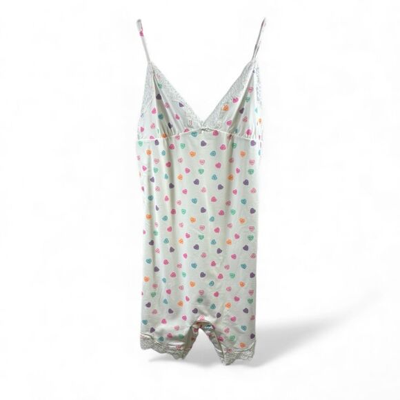 SKIMS Tops - SKIMS NWOT Lace Triangle One Piece in Marble Candy Heart Print Size XL